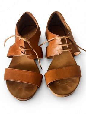 Bueno Yara Leather Lace-Up Sandals open toe Tan | Sezane Inspired | EU 38 7.5-8